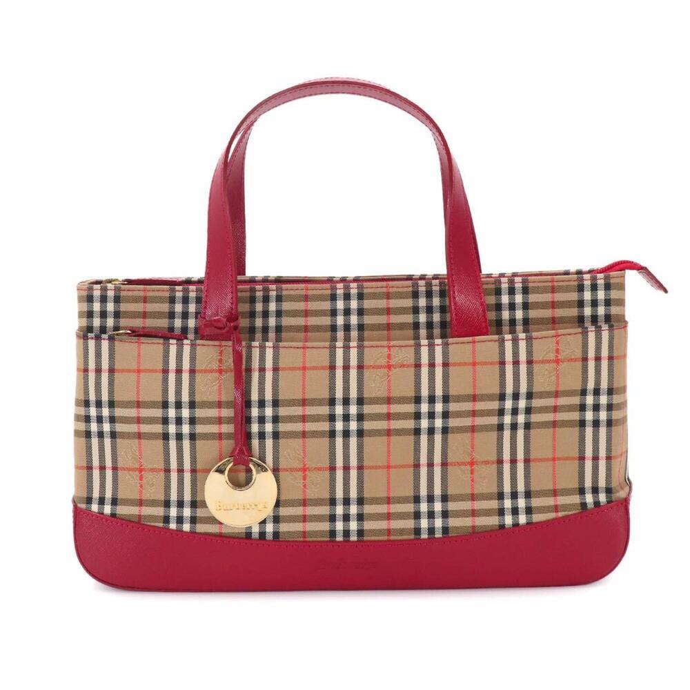 Burberry Nova Check Handbag, Canvas and Leather, Beige Red.